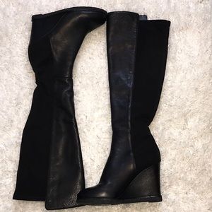 Black leather boots